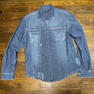 Zara Man Denim Shirt in Dark Blue, Size: XL (slim fit)